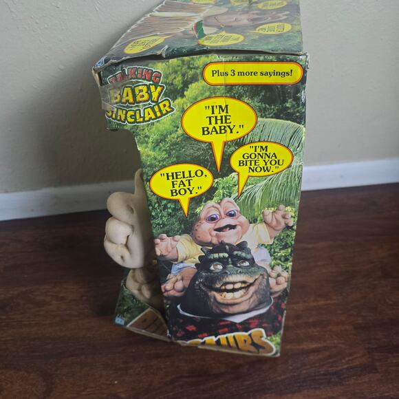 Vintage 1991 Hasbro Dinosaurs Talking Baby Sinclair Plush Toy In Box RARE WORKS - Picture 5 of 9